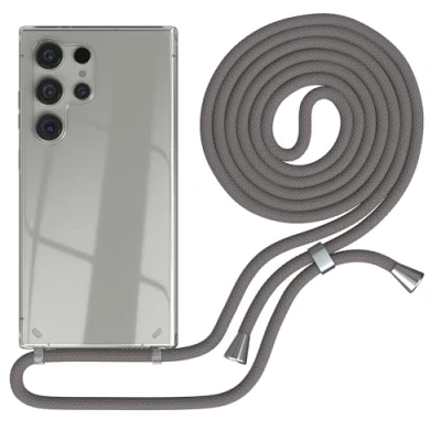 Abbildung von EAZY CASE Handykette kompatibel mit Samsung Galaxy S24 Ultra Kette zum Umhängen für Hülle Band aus Silikon stoßfeste transparente Handyhülle als Fallschutz in Anthrazit