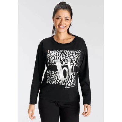 Abbildung von Bruno Banani Sweatshirt, silberfarbener Leo Print NEUE KOLLEKTION