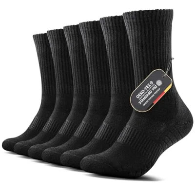 Abbildung von FALARY 6 Paar Wandersocken Herren 47 49 Socken Schwarz Baumwolle Sportsocken Tennissocken Wintersocken Laufsocken Herrensocken Dicke Fahrrad Lange Running Atmungsaktiv