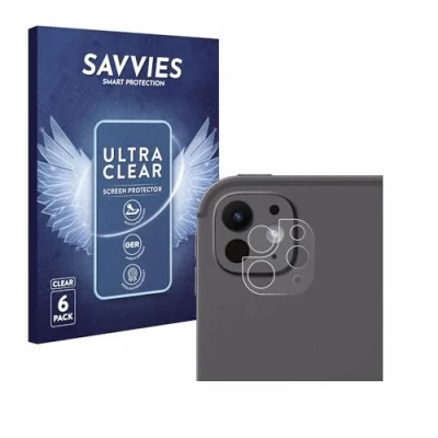 Abbildung von Savvies 6 Stück Schutzfolie für Apple iPad Pro 13&quot; WiFi Cellular 2024 (NUR Kameraschutz) Displayschutz Folie Ultra Transparent