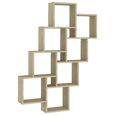 Abbildung von vidaXL Würfelregal Wandregal Hängeregal Cube Lounge CD Regal Dekoregal Bücherregal Schweberegal Wandboard Regalwürfel Sonoma Eiche 90x15x119cm Holzwerkstoff