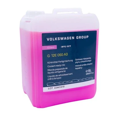 Abbildung von Volkswagen Kühlerschutzmittel original VW G12E050A3, bis 35 C, 5 l, Kühlmittel Fertigmischung, Frostschutzmittel, Ready mix, G12evo
