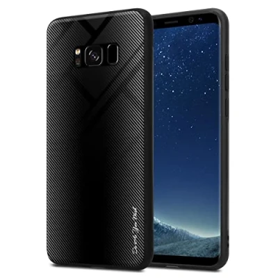 Abbildung von Cadorabo Hülle kompatibel mit Samsung Galaxy S8 Schutzhülle TPU Silikon Case Glas Slim Kratzfest Weiche Gummi Rundumschutz für in Schwarz