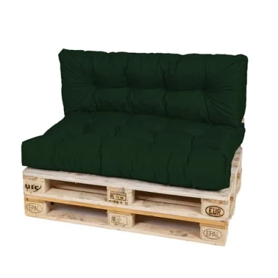 Abbildung von TexDeko® Garden Palettenkissen 120x80x18cm wasserabweisend UV beständig In &amp; Outdoor Premium Sitzkissen gesteppt Palettenauflage für Europaletten (2 TLG Set, Dunkelgrün)