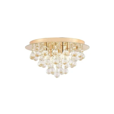 Abbildung von Lindby Deckenleuchten Gillion, dimmbar, Leuchtmittel nicht inklusive, Stahl, Kristall, gold, 4 flammig, G9, Kristall Deckenleuchte, Lampe