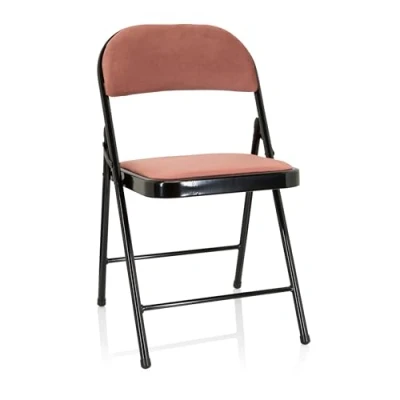 Abbildung von hjh OFFICE 803013 Klappstuhl gepolstert TUDELA I Samt Rose Besucherstuhl Faltstuhl klappbar, bis 130kg belastbar