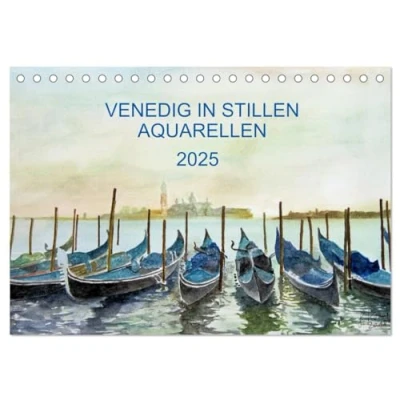 Abbildung von Venedig in stillen Aquarellen (Tischkalender 2025 DIN A5 quer), CALVENDO Monatskalender