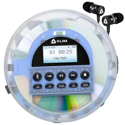 Abbildung von KLIM Nomad CD Player Bluetooth Tragbarer Discman Mit langlebigem Akku Inklusive Kopfhörer R, RW, MP3 TF Reader, Radio FM Ideal für Autos Portable Diskman
