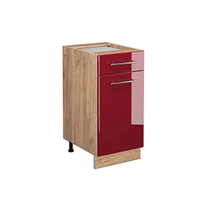 Abbildung von Vicco Küchenunterschrank Fame Line, Bordeaux Hochglanz/Goldkraft Eiche, 40 cm ohne Arbeitsplatte