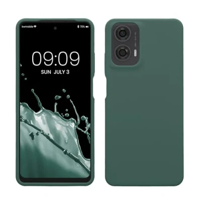 Abbildung von kwmobile Hülle kompatibel mit Motorola Moto G24 / E14 G04 G04s Silikon Handy Case Handyhülle weiche Oberfläche kabelloses Laden Tannengrün