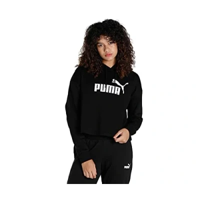 Abbildung von Puma Essentials Cropped LOGO Kapuzenpullover, Damen, Größe: Large, Black