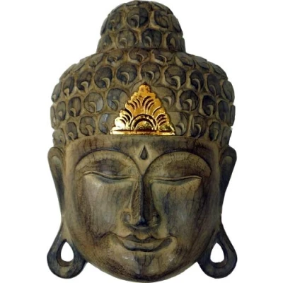 Abbildung von Woru Buddha Maske Gold, handgearbeitete Holz aus Bali, Wandmaske, Grösse:50 cm