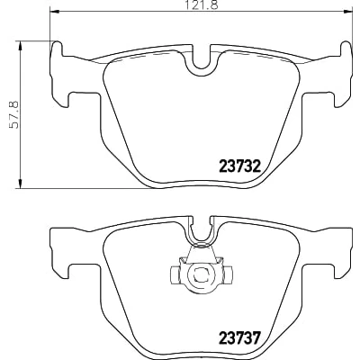 Abbildung von HELLA 8DB 355 010 471 Bremsbelagsatz für Verschleißwarnanzeiger vorbereitet BMW: 5 Touring, Limousine, 6 Coupe