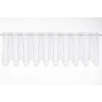 Abbildung von Gardinen Kranzusch Scheibengardine Stickerei auf Voile 30 cm hoch weiß Wunschbreite frei wählbar durch gekaufte Menge in 16 Schritten Meterware