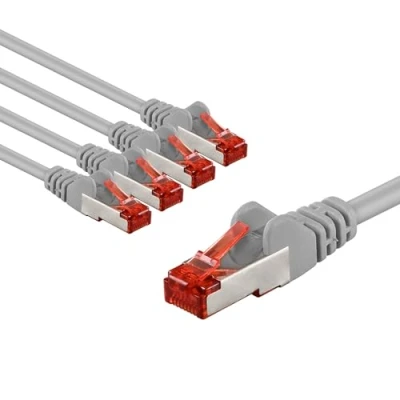 Abbildung von goobay 65993 CAT6 Netzwerkkabel im 5er Set/Patchkabel geschirmt S/FTP/CU Ethernet Kabel, PiMF, LSZH/Cat 6 Kabel mit 10Gbits / Grau 5x 5m
