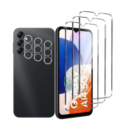Abbildung von Zicurz 3+3 Stück Schutzglas für Samsung Galaxy A14 5G, Panzer Schutz Glas, 3 Schutzfolie und Kamera Schutzglas, HD Displayschutz, Blasenfrei, 5G