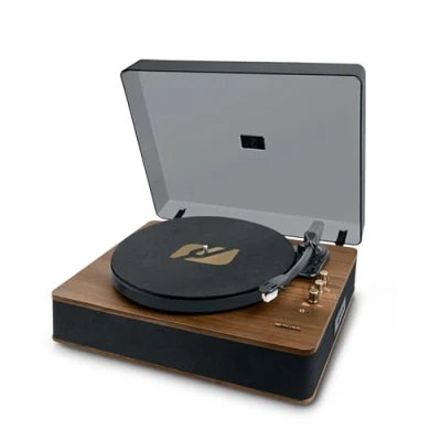Abbildung von Muse Plattenspieler, Bluetooth Schallplattenspieler mit integriertem HiFi Stereo Lautsprecher, Vintage 3 Geschwindigkeiten Vinyl zu USB/Aux In/RCA