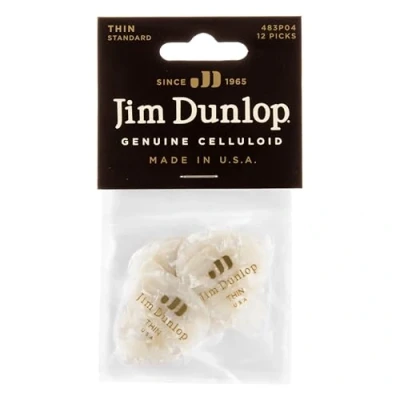 Abbildung von JIM DUNLOP Plektrum Genuine Celluloid Classic, 12 Stück, Perlweiß, Flexibel