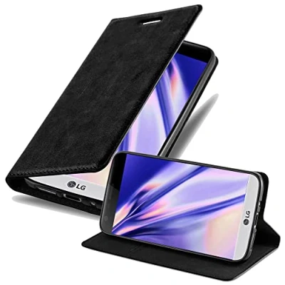 Abbildung von Cadorabo Hülle kompatibel mit LG G5 aus Premium Kunst Leder Flip Klappbare Stoßfeste Magnetische [Standfunktion] [Kartenfächern] Cover für Tasche in Schwarz