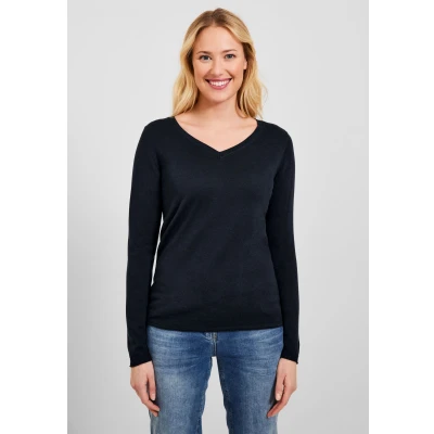 Abbildung von Cecil Basic Strickpullover, Damen, Größe: XXL, Blau