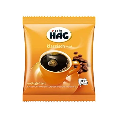 Abbildung von Jacobs Café HAG Klassisch Mild Filterkaffee im Portionsbeutel, entkoffeiniert, Großpackung mit 80 Stück (80x60g=4.800g), koffeinfrei, gemahlener Kaffee, Portion für ganze Kanne Kaffee