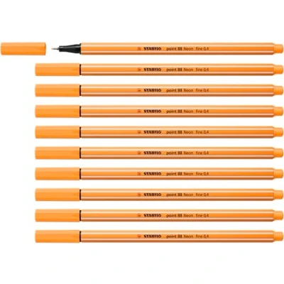 Abbildung von Fineliner STABILO point 88 10er Pack Neonfarbe, leuchtfarbenorange