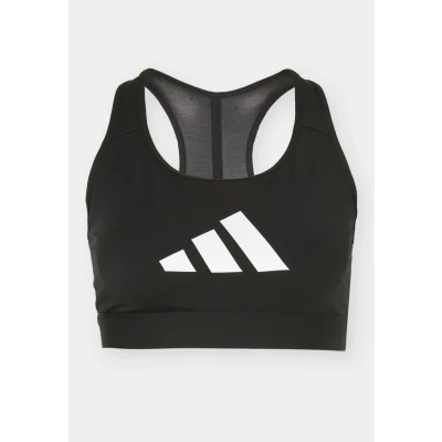 Abbildung von adidas Performance Powerreact BIG LOGO Graphic BRA Sportbh mit leichter Stützkraft, Damen, Größe: Large, Black