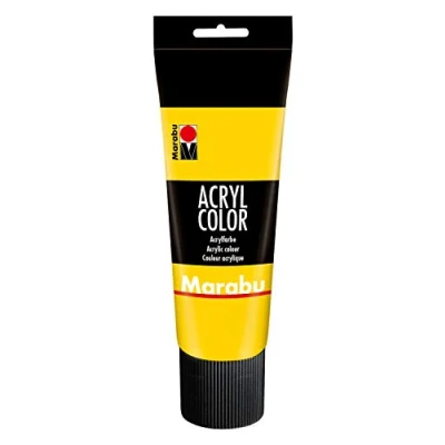 Abbildung von Marabu 12010025019 Acryl Color gelb 225 ml, cremige Acrylfarbe auf Wasserbasis, schnell trocknend, lichtecht, wasserfest, zum Auftragen mit Pinsel und Schwamm Leinwand, Papier Holz