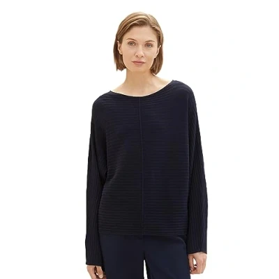 Abbildung von TOM TAILOR Damen 1037737 Pullover mit Rippstruktur, 10668 sky Captain Blue, XXS