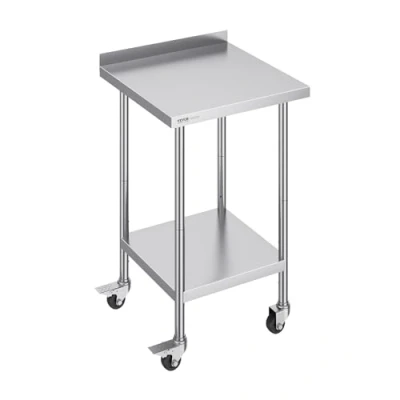 Abbildung von VEVOR Edelstahl Arbeitstisch, kommerzieller Lebensmittelzubereitungs Arbeitstisch mit Rollen, Vorbereitungs Einstellbarer Höhe für Restaurant 610 x 1005,6 mm