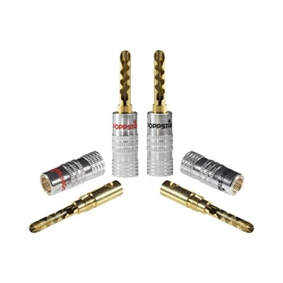 Abbildung von Poppstar 4X Hohl Bananenstecker (bis 6mm², 24k vergoldete Kontakte, 2X schwarz, rot)