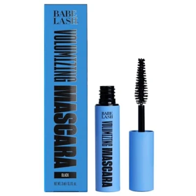 Abbildung von Babe Original Lash Volumizing Mascara wischfest, langlebig und keine Klumpenformel, aufbaubares Volumen, wasserabweisend, 3 ml, dramatisches Schwarz