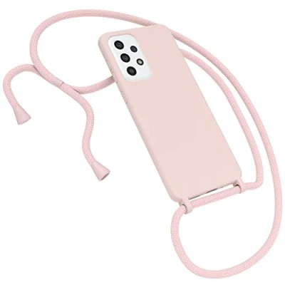 Abbildung von EAZY CASE Premium Silikon Handykette kompatibel mit Samsung Galaxy A33 (5G) Handyhülle Umhängeband, Handykordel Schutzhülle, Silikonhülle, Hülle Band, Kette für Smartphone, Alt Rosa