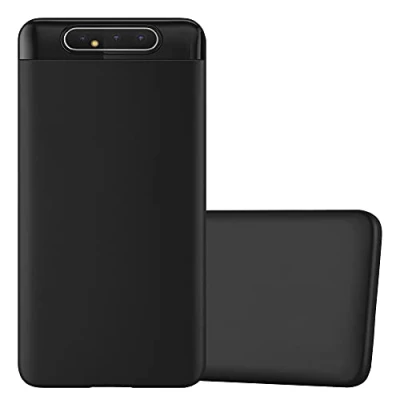 Abbildung von Cadorabo Hülle kompatibel mit Samsung Galaxy A80 / A90 4G Schutzhülle TPU Silikon Case Metallic Design Slim Kratzfest Weiche Gummi Rundumschutz für in Schwarz