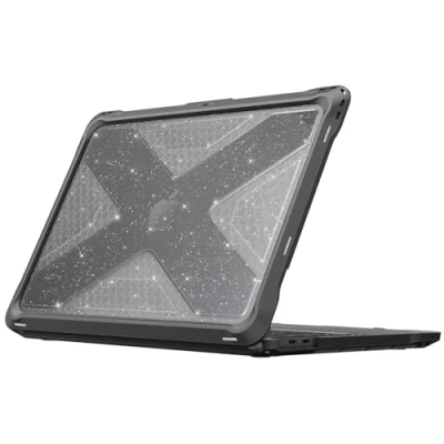 Abbildung von Fintie Hülle Kompatibel mit MacBook Pro 13 Zoll M2/M1 (2022 2016) A2338/A2289/A2251/A2159/A1989/A1706, Ganzkörper Rugged TPU Stoßstange Schutzhülle Transparent(Glitzer)