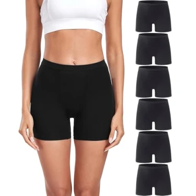 Abbildung von wirarpa Damen Panties Boxershorts Radlerhose Kurze Modal Unterhose für unter Kleider 6er Pack Schwarz Größe M