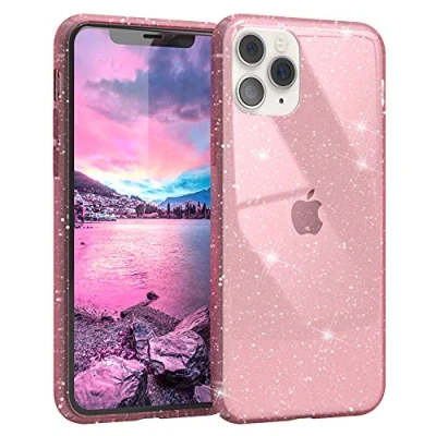 Abbildung von EAZY CASE Hülle kompatibel mit iPhone 11 Pro Schutzhülle Glitzer, Handyhülle, Schutzhülle, Back Cover Glitter, TPU/Silikon, Transparent/Durchsichtig, Pink