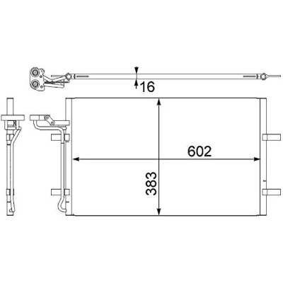 Abbildung von MAHLE ORIGINAL AC 410 001S Klimakondensator ohne Trockner 602 VOLVO: V50, C30, S40 II