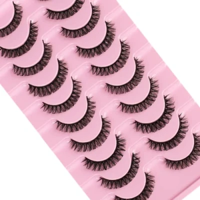 Abbildung von FANDIQ False Eyelashes Russian Strip Lashes D Curl Natural 3D Fluffy 10 Pairs Eye Multipack (#01)