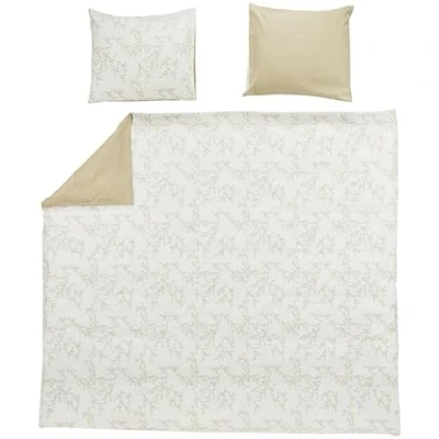 Abbildung von Meyco Home Basic Jersey Branches Bettwäsche Doppelbett (aus 100 % Baumwolle, atmungsaktives Material, einfache Pflege, praktischer Einschlagstreifen, Maße: 200 x / 220 cm), Sand