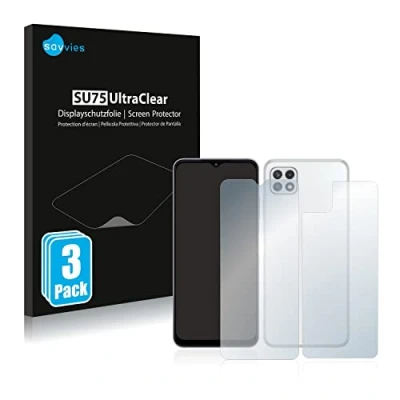 Abbildung von Savvies 6 Stück Schutzfolie für Samsung Galaxy A22 5G (Display+Rückseite) Displayschutz Folie Ultra Transparent