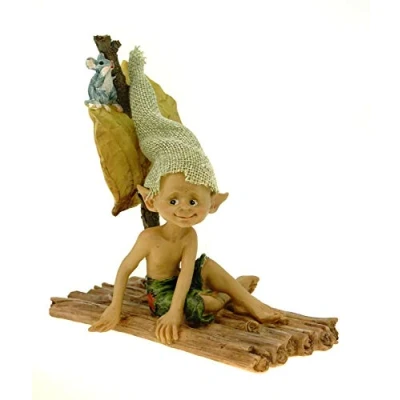 Abbildung von Joh. Vogler GmbH auf großer Fahrt Pixie Floß mit Maus im Ausguck 15 cm Figur Kobold Fee Fabelwesen