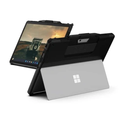 Abbildung von URBAN ARMOR GEAR Scout Handstrap Case für Microsoft Surface Pro 11/9 Hülle [Offiziell Designed for Surface, Handschlaufe, Type Cover kompatibel, Kickstand Aussparung, Pen Halterung] schwarz