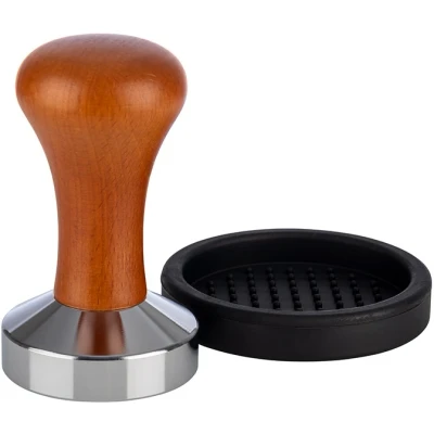 Abbildung von Buddy&#039;s Tamper Bar Barista Edition, Premium, Kaffee Verdichter, rostfreier Edelstahl, Holzgriff