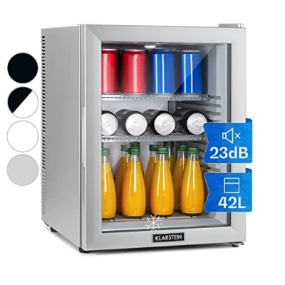 Abbildung von Klarstein Kühlschrank, Mini Kühlschrank mit Glastüre, für Getränke, Snacks &amp; Kosmetik, Klein Leise, Verstellbare Ablagen, Kleiner Skincare 12 18C, 42L