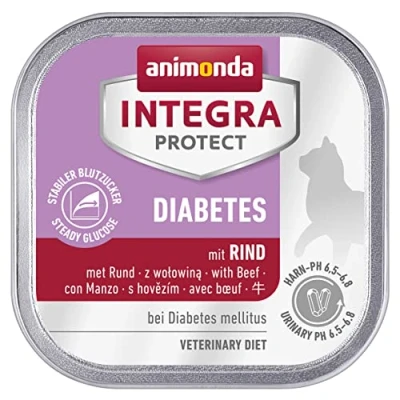 Abbildung von animonda INTEGRA PROTECT Katzenfutter nass Diabetes Rind (16 x 100g), vom Tierarzt empfohlen bei mellitus, mit Veterinären entwickeltes Diätalleinfutter für erwachsene Katzen