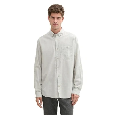 Abbildung von TOM TAILOR Herren Regular Fit Hemd mit Brusttasche, 36695 Offwhite Structured Stripe, XXXL