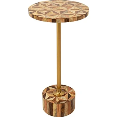 Abbildung von Kare Design Beistelltisch Domero Geo Gold/Braun, Wohnzimmertisch, rund, Stahlgestell, Couchtisch, Durchmesser 25cm, Couch, 50x25x25cm (H/B/T)