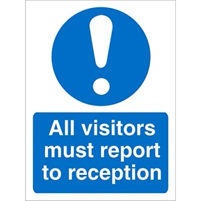 Abbildung von Seco Schild &quot;All Visitors Must Report to Reception&quot;, 200 mm x 300 mm, 1 halbstarrer Kunststoff