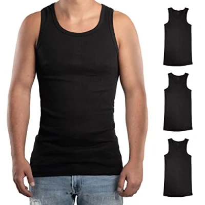 Abbildung von RØDER Premium 3er Pack Unterhemd Herren 100% gekämmte Baumwolle Weiss Schwarz (S 3XL) Tanktop (Schwarz,5XL)
